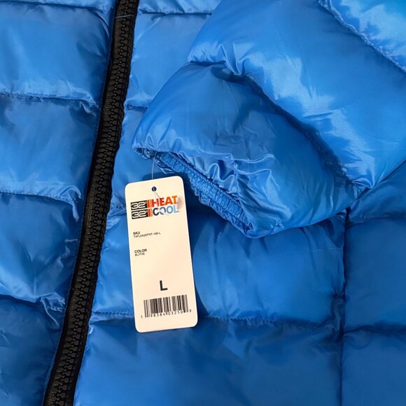 32 Degrees Heat Women Recycled Puffer Jacket Lightweight Warm Blue Zip-Up Large - Picture 5 of 11